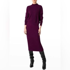 NWT Akris Punto Purple knit cashmere / wool skirt sz 12 $695